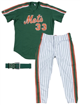 1992 Eddie Murray Game Used & Signed New York Mets St. Patricks Day Uniform - Jersey, Pants & Belt (Beckett)
